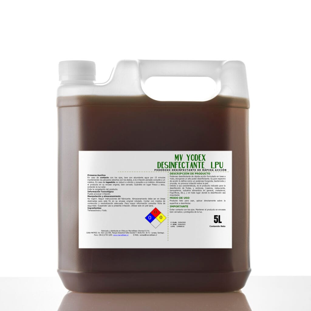 YODEX DESINFECTANTE LPU, desinfectante para frutas y verduras base a yodo